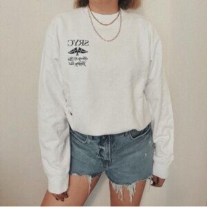 NWT Sporty & Rich Yacht Club Crewneck Sweatshirt SRYC in White /Navy Size S